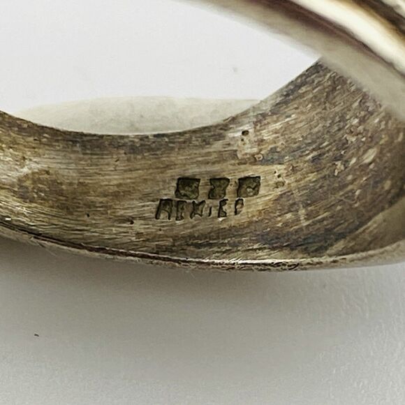 Blue and Green Onyx Sterling Silver Band Ring Size 7.5 Mexican Made Heavy 14 Gr - Picture 8 of 8